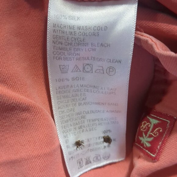 Tommy Bahama 100% Silk Short Sleeve Salmon Button Up Mens Large Casual Shirt - Picture 16 of 16